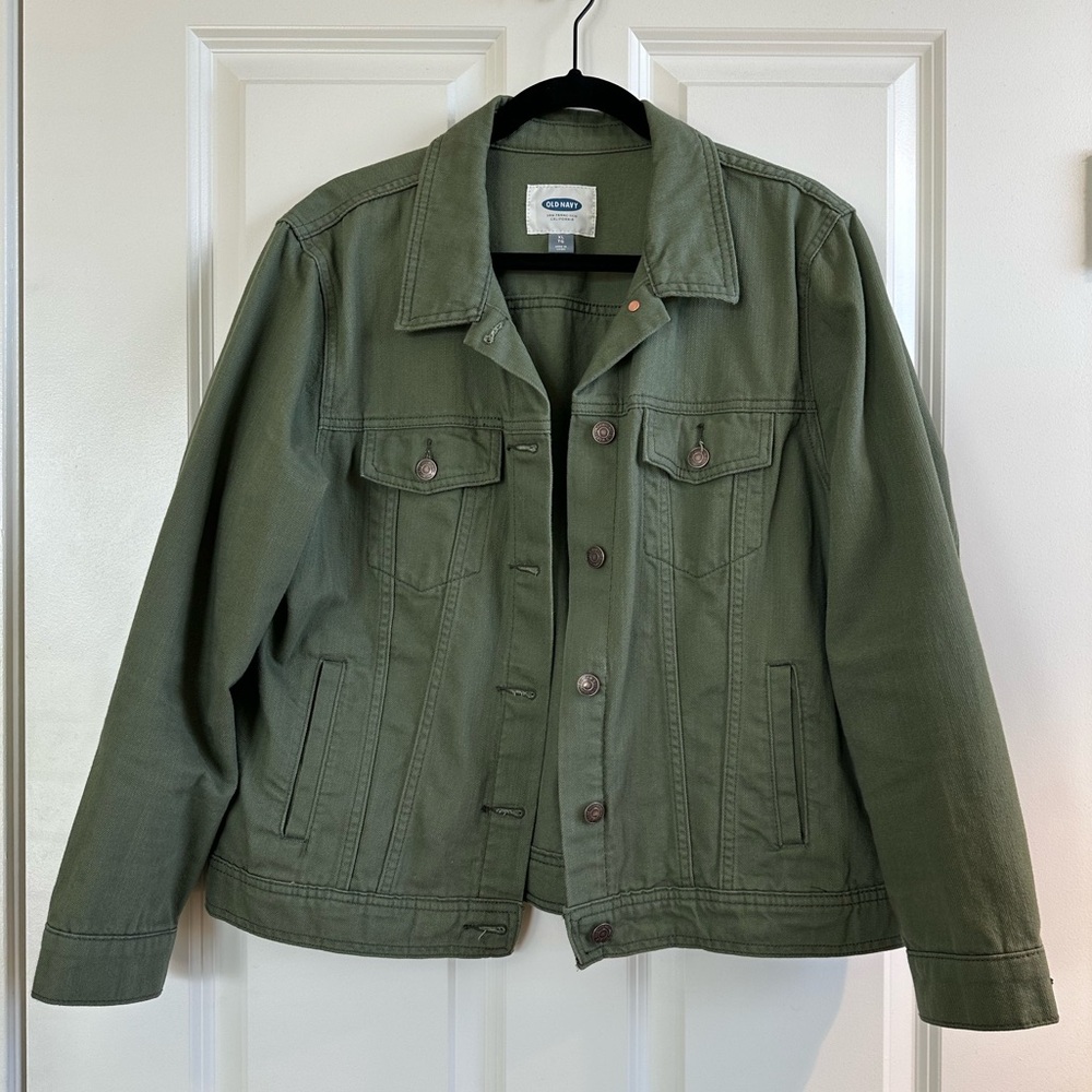 Old navy olive green trucker jacket XL